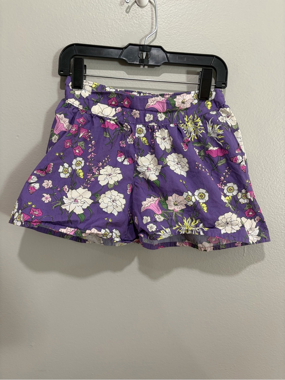 Girl’s Tea Purple Floral Elastic-Waist Shorts